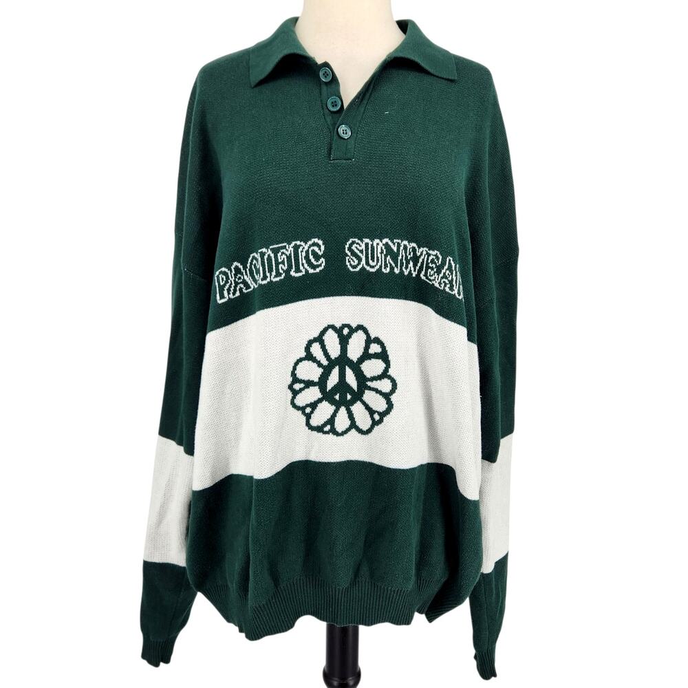 PacSun Pacific Sunwear Peace‑Flower Knit Sweater – Size XL